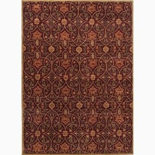 Hand made Arts And Craft Pattern Red/ Orange Wool Rug (8x10)