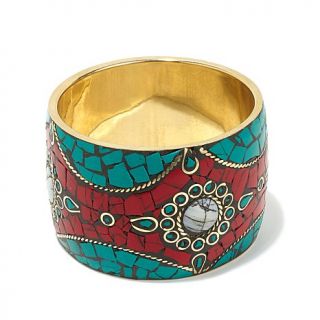 BAJALIA "Elina" Mosaic Multicolor Inlay Bangle Bracelet