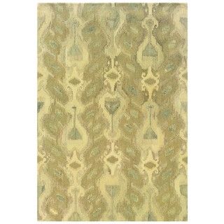 Abstract Ikat Hand made Ivory/ Beige Rug (36 X 56)