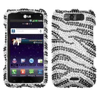 Asmyna LGMS840HPCDM010NP Dazzling Diamante Bling Case for LG Connect 4G MS840   1 Pack   Retail Packaging   Black Zebra Cell Phones & Accessories