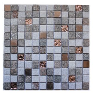 Mixed Stone, Metal And Glass 11.75 inch Square Wall Tiles