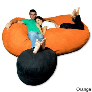 Theater Sacks Llc 7.5 foot Soft Micro Suede Beanbag Chair Lounger Orange Size Extra Large