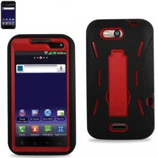 Reiko SLCPC06 LGMS840BKRD Premium Durable Hybrid Combo Case with Kickstand for LG Connect 4G (MS840)   1 Pack   Retail Packaging   Black/Red Cell Phones & Accessories