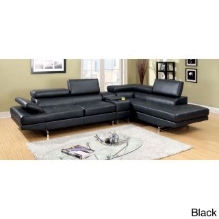 Furniture Of America Kezi Contemporary Pneumatic Gas Lift Headrest With Storage Console Bonded Leather Sectional