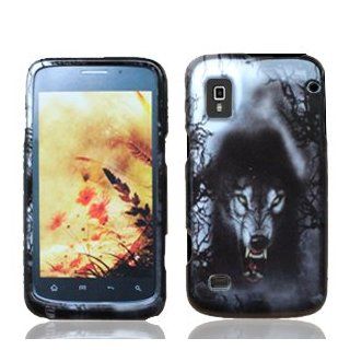 ZTE Warp N860 N 860 Silver with Black Fearsome Wolf Animal Dog Design Snap On Hard Protective Cover Case Cell Phone Cell Phones & Accessories