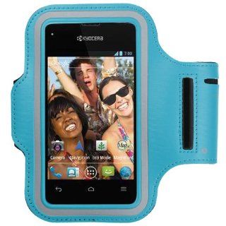 Light Baby Blue ArmBand Workout Black Case Cover For Kyocera Event C5133 with Free Pouch Cell Phones & Accessories