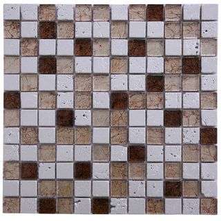 Silver Stone And Brown Glass 11.75 inch Square Wall Tiles