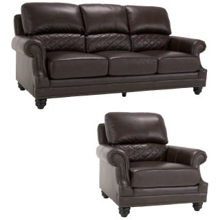 James Brown Italian Leather Sofa And Leather Chair