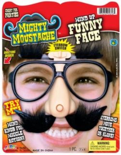 JA RU Mighty Moustache Wind Up Funny Face Clothing