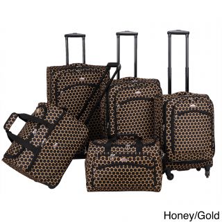 American Flyer Favo Collection 5 piece Polka Dot Spinner Luggage Set