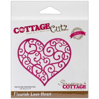 Cottagecutz Elites Die 3.5x3.1 flourish Love Heart