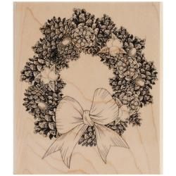 Penny Black Mounted Rubber Stamp 4 X4.5   Pine Wreath