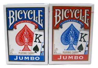 Bicycle Rider Back   Red & Blue Jumbo Index Playing Cards Sports & Outdoors