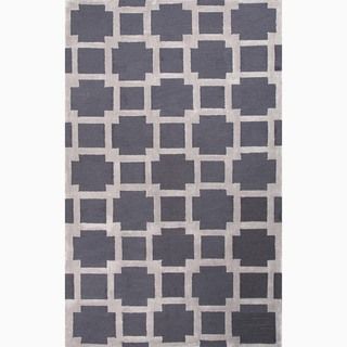 Hand made Gray/ Ivory Polyester Textured Rug (4x6)