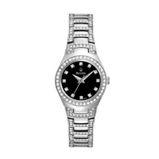 Ladies Bulova Crystal Collection Watch with Black Dial (Model 96L170