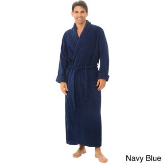 Alexander Del Rossa Del Rossa Mens Full Length Shawl Collar Terry Cotton Bath Robe Blue Size M
