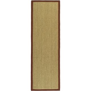 Safavieh Natural Fiber Natural/ Red Seagrass Rug (26 X 10)