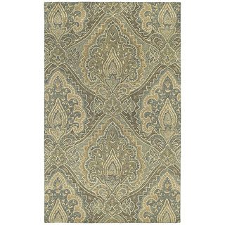 St. Joseph Sage Damask Hand tufted Wool Rug (2 X 3)