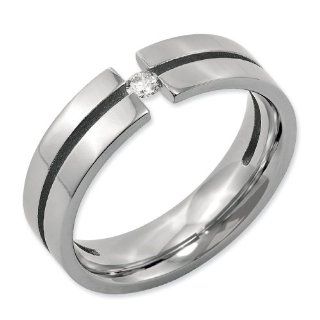 Chisel Polished Titanium and 1/10ct. Diamond Ring (6.0 mm) With Ring Box   Sizes 6 13 Jewelry