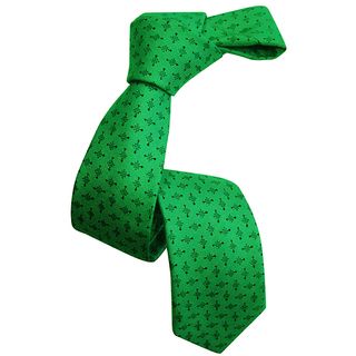 Dmitry Boys Classic Green Italian silk Patterned Tie