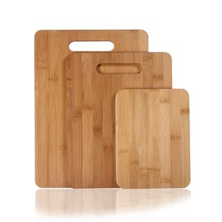 Adeco 3 piece 100 percent Natural Bamboo 3/8 inch Thick Cutting Board Set