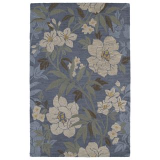 Lawrence Blue Floral Hand tufted Wool Rug (5 X 79)
