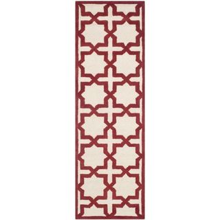 Safavieh Handmade Moroccan Cambridge Ivory/ Rust Wool Rug (26 X 8)
