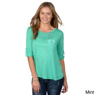 Hailey Jeans Co Hailey Jeans Co. Juniors Round Neck Pocket Top Green Size S (1  3)
