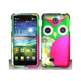 LG Escape P870 (AT&T) Colorful Owl Design Hard Case Snap On Protector Cover + Free American Flag Pin Cell Phones & Accessories