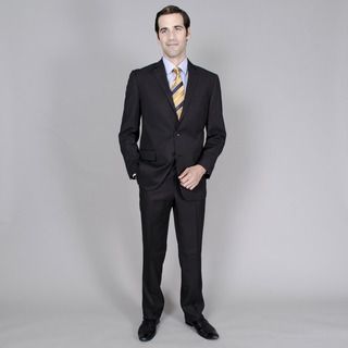 Unity Nick, Inc. Mens Black Stripe 2 button Unhemmed Pant Suit Black Size 52R