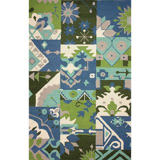 Nuloom Hand hooked Patchwork Wool Blue Rug (5 X 8)