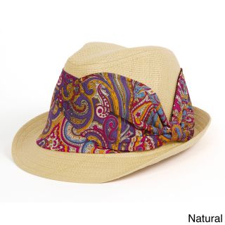 Magid Magid Paisley Band Paper Straw Fedora Hat Beige Size One Size Fits Most
