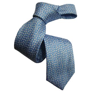 Dmitry Mens Blue Patterned Italian 100 Percent Silk Tie