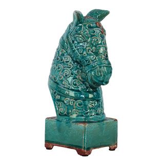 Urban Trends Ceramic Turquoise Antique Horse Head On Stand