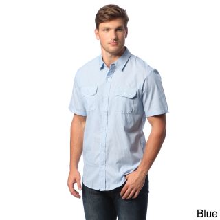 Los Angeles Pop Art Burnside Mens Dobby stripe Short sleeve Shirt Blue Size S