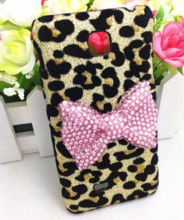Pink Bling Shiny 3D Bow Leopard Special Party Case Cover For LG Optimus F5 / Lucid 2 P875 Cell Phones & Accessories