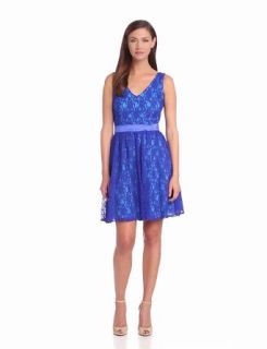 Hailey by Adrianna Papell Women's Fit and Flare Lace Cocktail Dress, Blue/Multi, 10