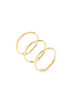 Set Of 3 Gold Thin Band Rings by Ecru