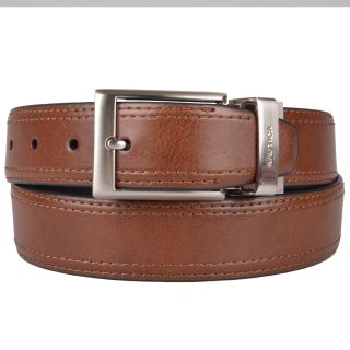 Nautica Mens Genuine Top stitched Leather Reversible Belt