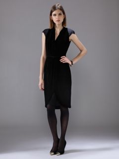 Velvet Pleated Wrap Dress by Magaschoni