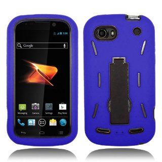 ZTE Warp Sequent N861 (Boost Mobile) Blue Hybrid Duo Shield Tough with Stand & grip Skin Cover soft + Hard Case Heavy Duty by ThePhoneCovers Cell Phones & Accessories