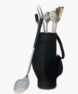 Novelty 5 Piece BBQ Tools in Black Golf Bag and Golf Grips  Barbecue Tool Sets  Patio, Lawn & Garden