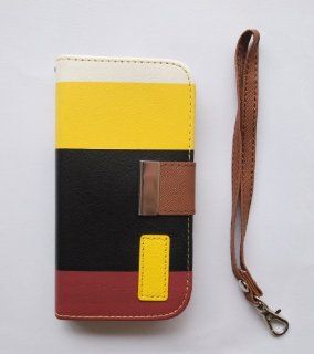 Multi Function Wallet Leather Credit Card Holder for Apple iPhone 5C(Yellow+Black+Red) with Free Screen Protector and Stylus Cell Phones & Accessories