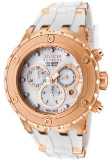 Invicta 0527  Watches,Mens Midsize Subaqua/Reserve Chronograph 18k Rose Gold Plated White Polyurethane, Chronograph Invicta Quartz Watches