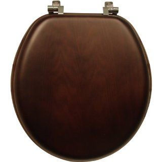 Mayfair/ Bemis 9601CP 888 Natural Walnut Wood Toilet Seat with Chrome Hinges, Round    