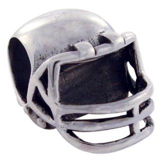 Biagi Football Helmet Sterling Silver Bead, Pandora Compatible Charms Jewelry