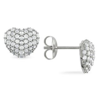 CT. T.W. Diamond Pavé Heart Stud Earrings in Sterling Silver
