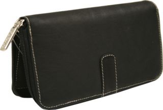Piel Leather Zip Around Wallet 2672   Black Leather