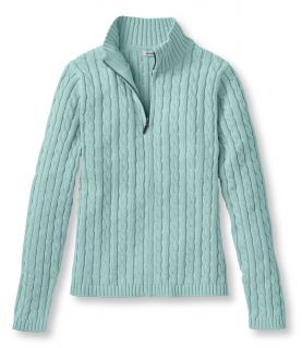 Double L Cotton Sweater, Zip Front Cable Cardigan Misses Petite
