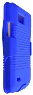 DECORO DHCMOTXT875BL Rubberized Ribbed Texture Shell and Holster with Fixed Ratching Belt Clip for Motorola Xt875/Droid Bionic   1 Pack   Carrying Case   Retail Packaging   Blue Cell Phones & Accessories